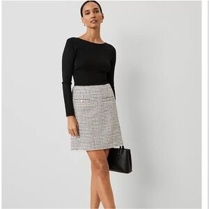 NWT Ann Taylor Plaid Tweed Welt Pocket Skirt Size 4